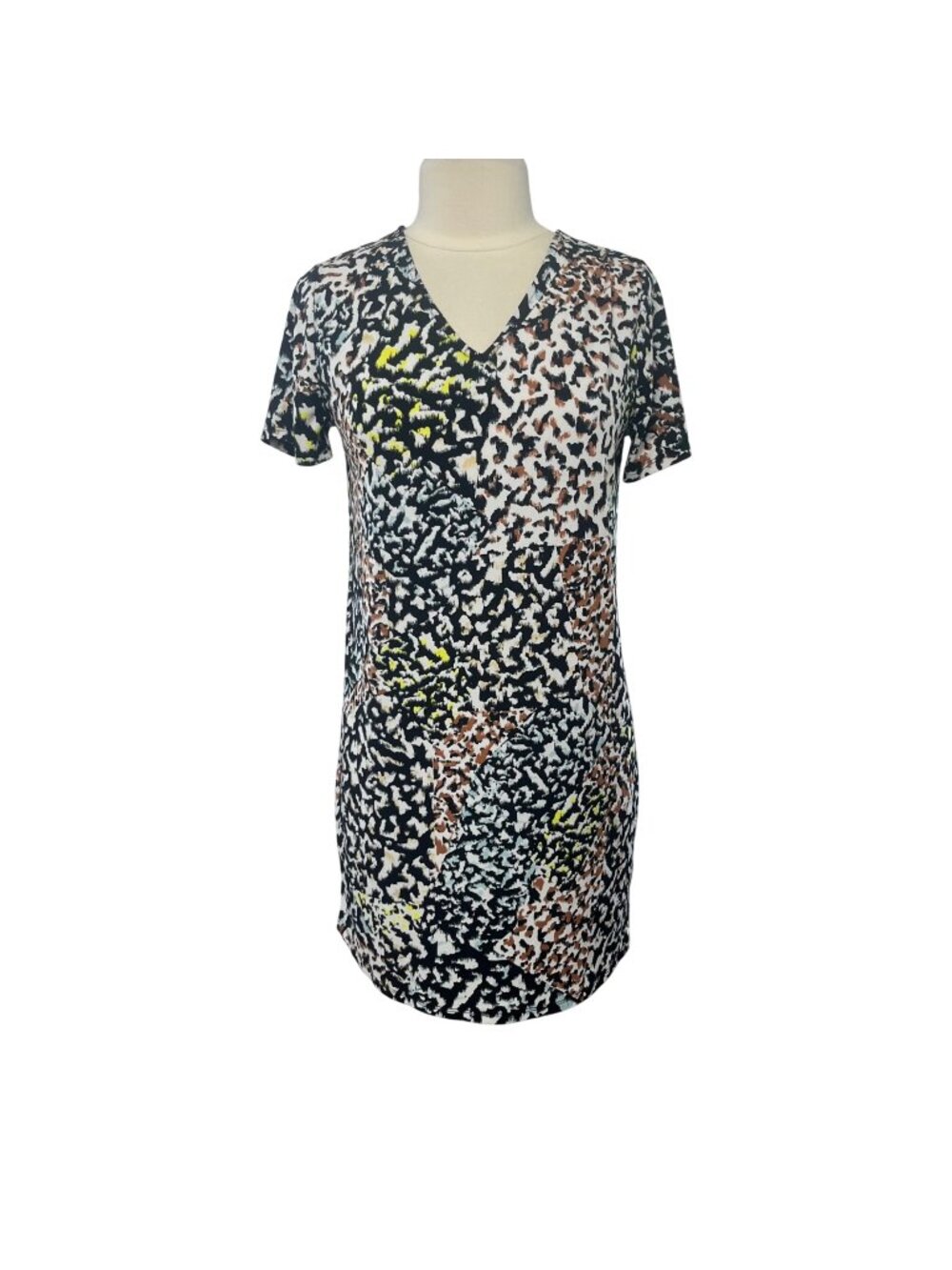 Christian Siriano Dress Medium Multicolor Vneck Animal Print Short Sleeve Summer